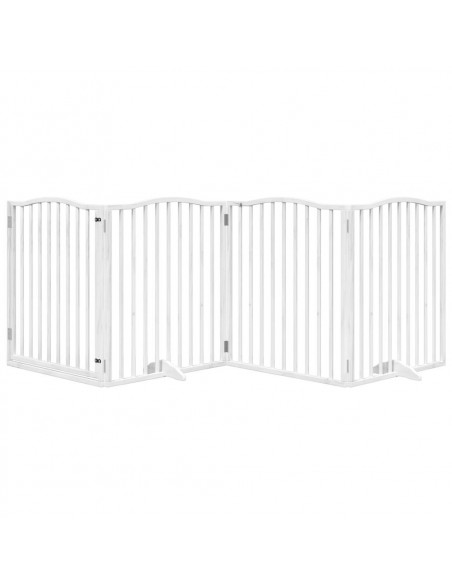 Cancello Cani Porta Pieghevole Bianco 4 Pannelli 320 cm Pioppo
