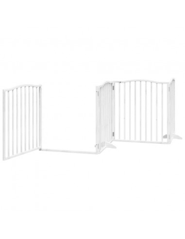 Cancello Cani Porta Pieghevole Bianco 4 Pannelli 320 cm Pioppo