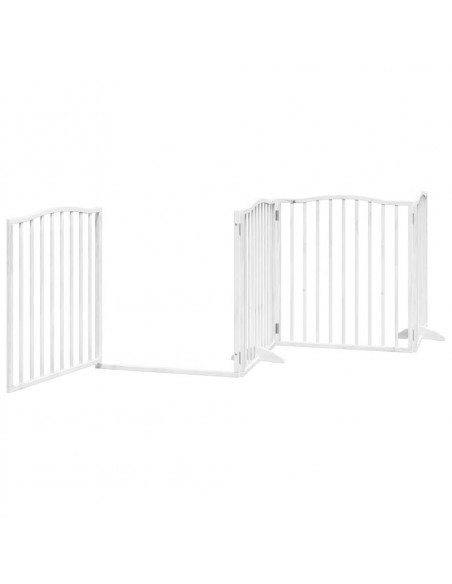 Cancello Cani Porta Pieghevole Bianco 4 Pannelli 320 cm Pioppo