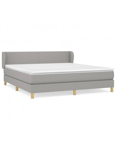 Giroletto a Molle con Materasso Grigio Chiaro160x200 cm Tessuto