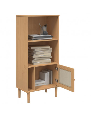 Credenza SENJA Aspetto Rattan Marrone 60x35x130 cm Legno Pino