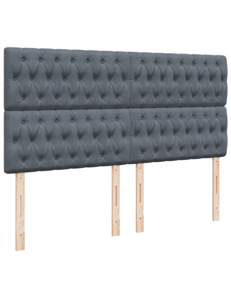 Giroletto a Molle con Materasso Grigio Scuro 200x200 cm Velluto