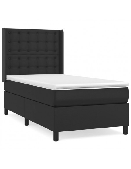 Giroletto a Molle con Materasso Nero 90x190 cm in Similpelle
