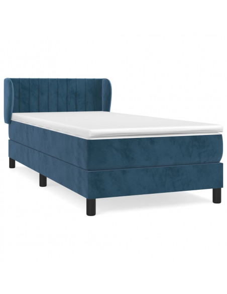 Giroletto a Molle con Materasso Blu Scuro 100x200 cm in Velluto