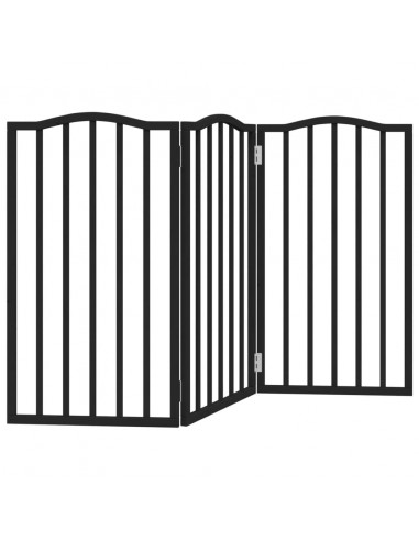 Cancello per Cani Pieghevole 3 Pannelli Nero 150cm Legno Pioppo