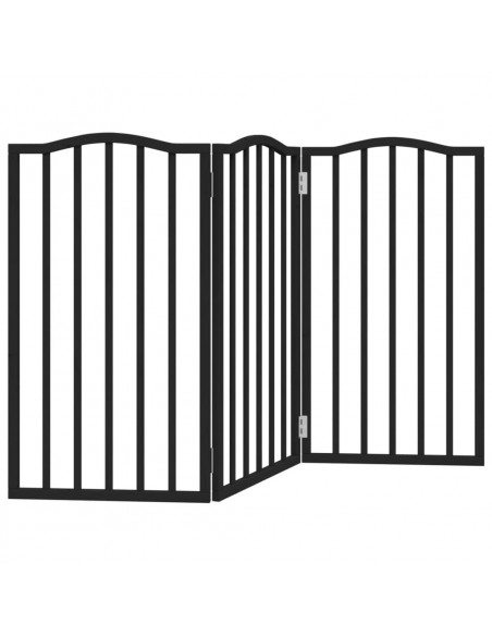 Cancello per Cani Pieghevole 3 Pannelli Nero 150cm Legno Pioppo