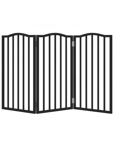 Cancello per Cani Pieghevole 3 Pannelli Nero 150cm Legno Pioppo