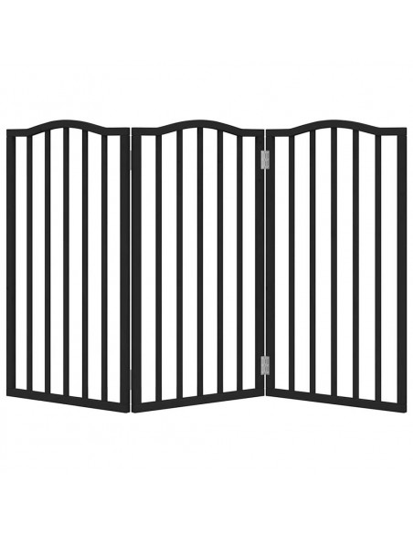 Cancello per Cani Pieghevole 3 Pannelli Nero 150cm Legno Pioppo
