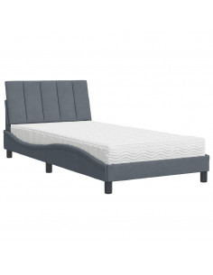 Letto con Materasso Grigio Scuro 100x200 cm in Velluto 2