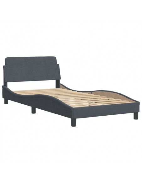 Letto con Materasso Grigio Scuro 100x200 cm in Velluto