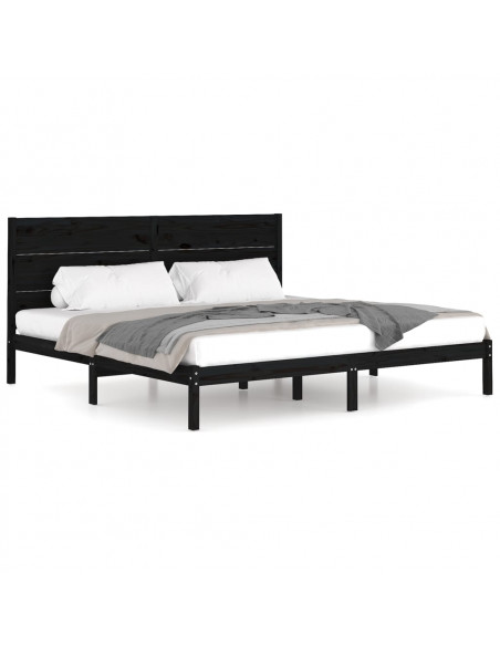 Giroletto Nero in Legno Massello di Pino 200x200 cm