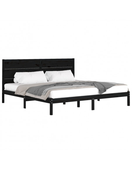 Giroletto Nero in Legno Massello di Pino 200x200 cm
