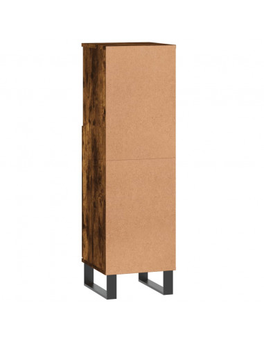 Armadietto Bagno Rovere Fumo 30x30x100 cm in Legno Multistrato