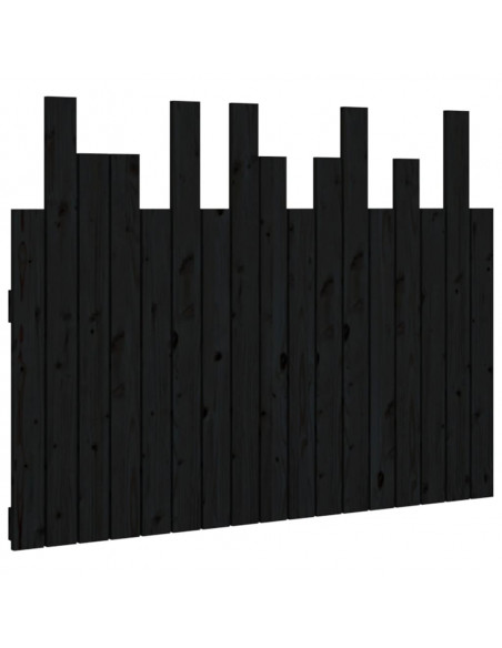 Testiera da Parete Nera 108x3x80 cm in Legno Massello di Pino