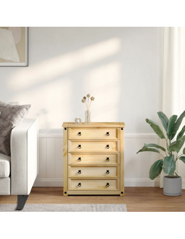 Cassettiera Corona 80x40x89 cm in Legno Massello di Pino