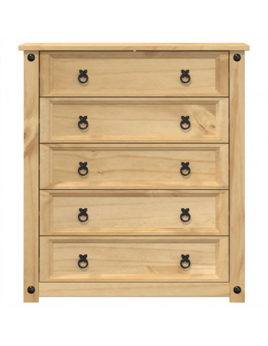 Cassettiera Corona 80x40x89 cm in Legno Massello di Pino