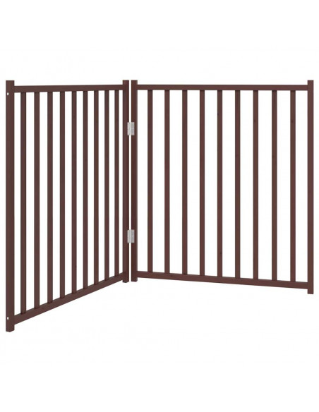 Cancello Cani Pieghevole 2Pannelli Marrone 160cm Massello Abete