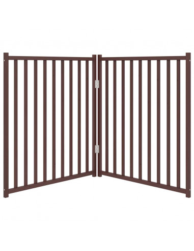 Cancello Cani Pieghevole 2Pannelli Marrone 160cm Massello Abete