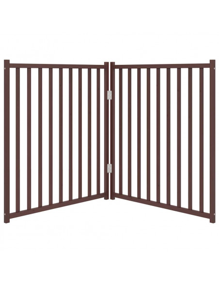 Cancello Cani Pieghevole 2Pannelli Marrone 160cm Massello Abete