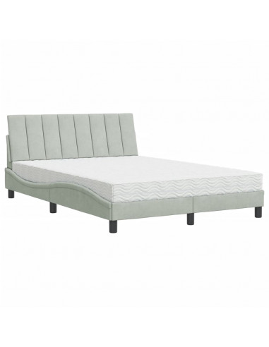 Letto con Materasso Grigio Chiaro 120x200 cm in Velluto