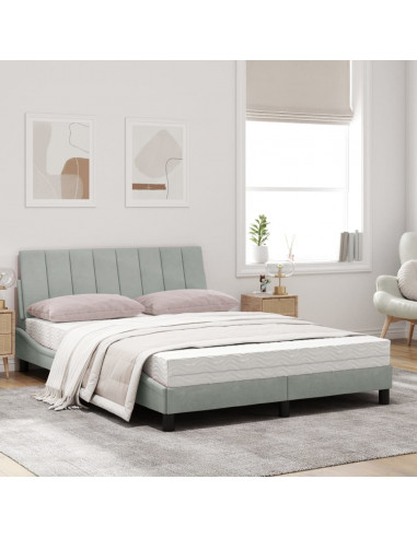 Letto con Materasso Grigio Chiaro 120x200 cm in Velluto