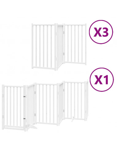 Cancello Cani Porta Pieghevole Bianco 15 Pannelli 750 cm Pioppo
