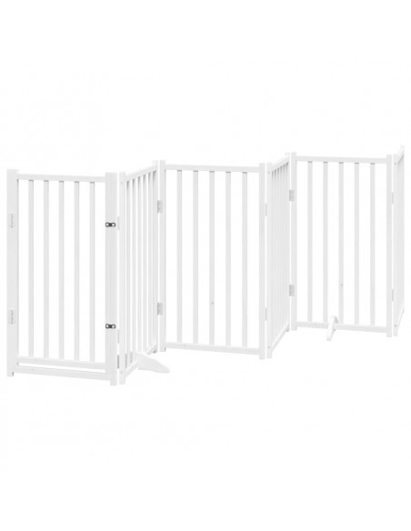 Cancello Cani Porta Pieghevole Bianco 15 Pannelli 750 cm Pioppo