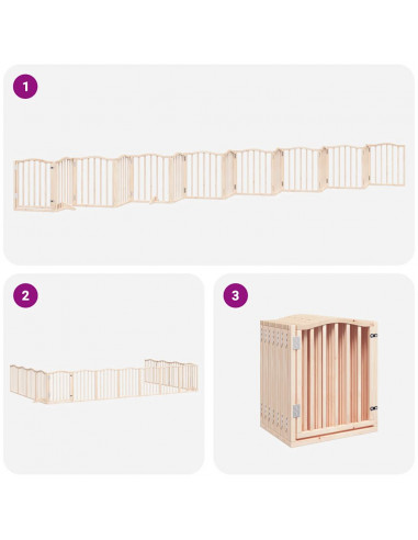 Cancello per Cani Porta Pieghevole 15 Pannelli 750 cm in Pioppo