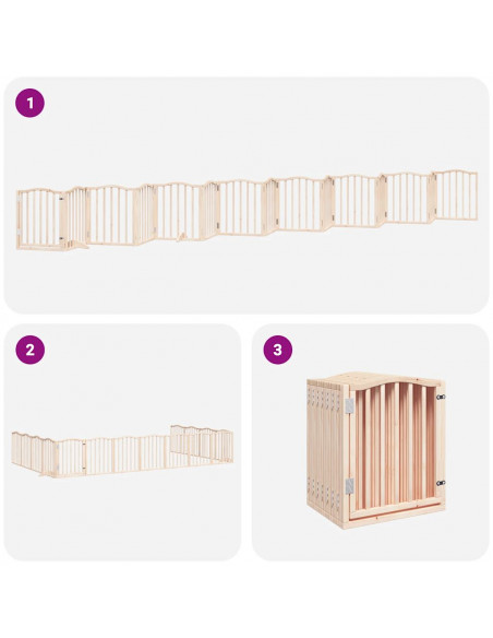 Cancello per Cani Porta Pieghevole 15 Pannelli 750 cm in Pioppo