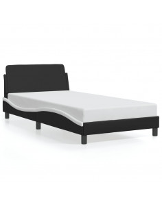 Giroletto con Testiera Nero e Bianco 100x200 cm in Similpelle 2