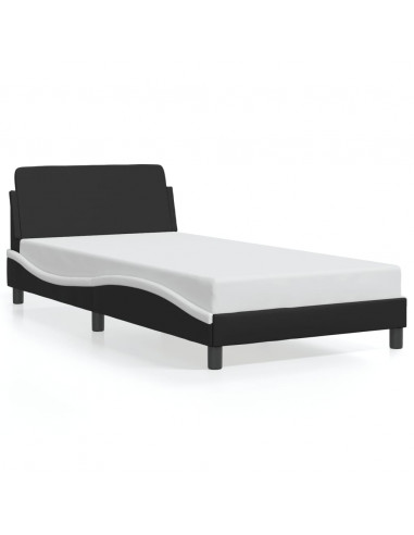 Giroletto con Testiera Nero e Bianco 100x200 cm in Similpelle