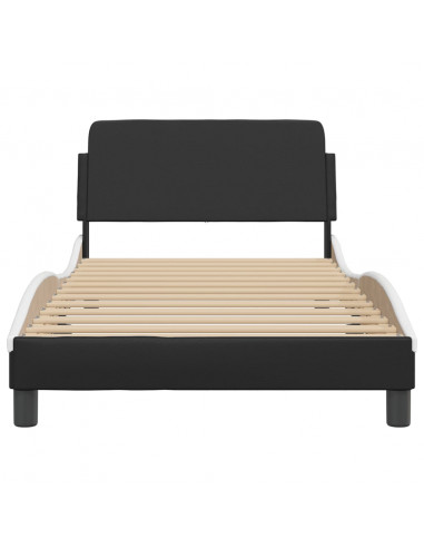 Giroletto con Testiera Nero e Bianco 100x200 cm in Similpelle