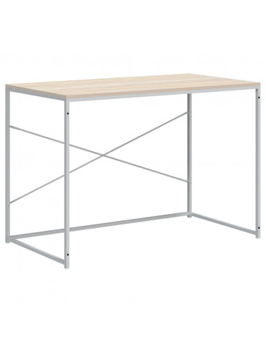 Scrivania Computer Bianca e Rovere 110x60x70 Legno Multistrato