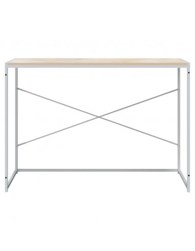 Scrivania Computer Bianca e Rovere 110x60x70 Legno Multistrato