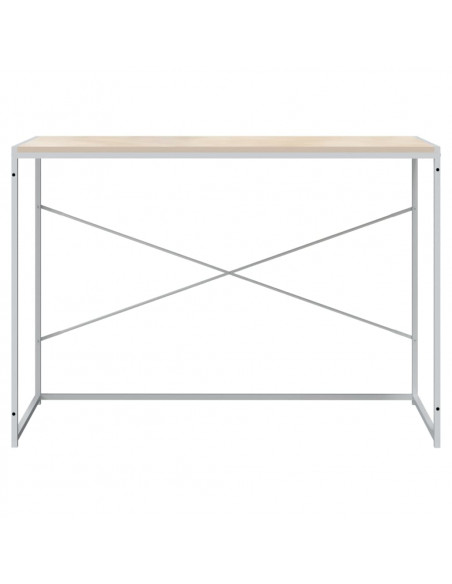 Scrivania Computer Bianca e Rovere 110x60x70 Legno Multistrato