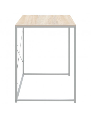 Scrivania Computer Bianca e Rovere 110x60x70 Legno Multistrato