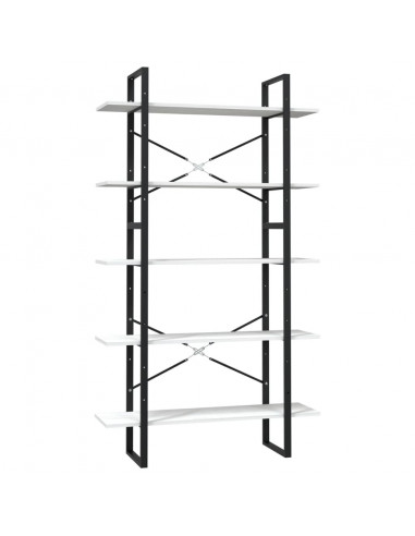 Libreria a 5 Ripiani Bianca 100x30x175 cm in Legno di Pino