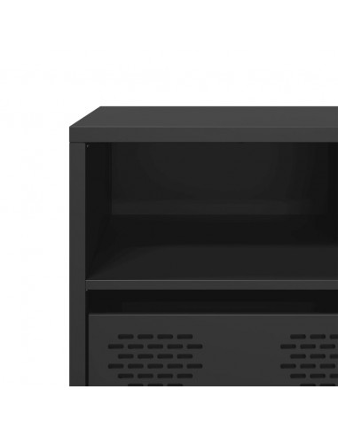 Mobile TV Nero 135x39x43,5 cm in Acciaio Laminato a Freddo