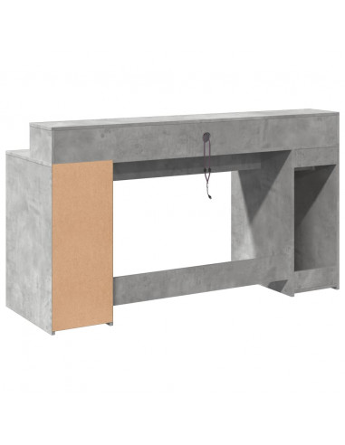 Scrivania con Luci LED Grigio Cemento 160x55x91 cm Multistrato