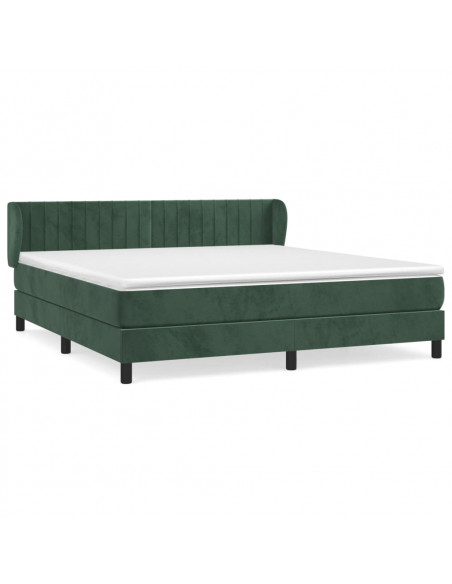 Giroletto a Molle con Materasso Verde Scuro 180x200 cm Velluto