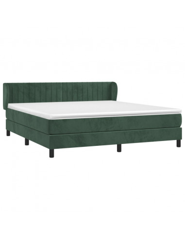 Giroletto a Molle con Materasso Verde Scuro 180x200 cm Velluto