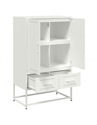 Credenza Bianca 68x39x111,5 cm Acciaio Laminato a Freddo