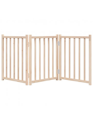 Cancello per Cani Pieghevole 3 Pannelli 150 cm Massello Abete
