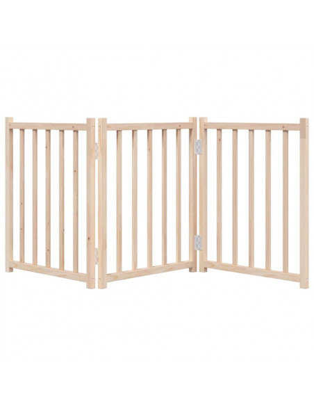 Cancello per Cani Pieghevole 3 Pannelli 150 cm Massello Abete