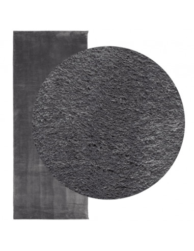 Tappeto a Pelo Corto HUARTE Morbido Lavabile Antracite 80x200cm