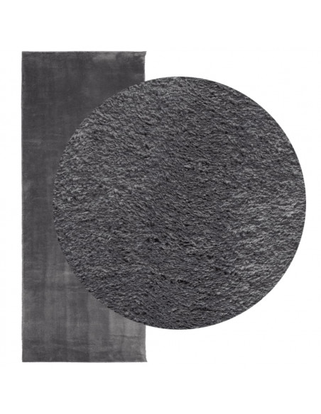 Tappeto a Pelo Corto HUARTE Morbido Lavabile Antracite 80x200cm