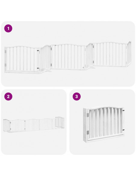 Cancello Cani Porta Pieghevole Bianco 6 Pannelli 480 cm Pioppo