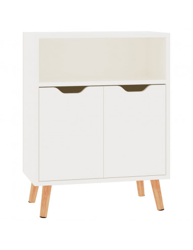 Credenza Bianco Lucido 60x30x72 cm in Legno Multistrato
