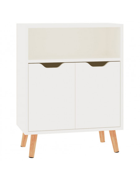 Credenza Bianco Lucido 60x30x72 cm in Legno Multistrato