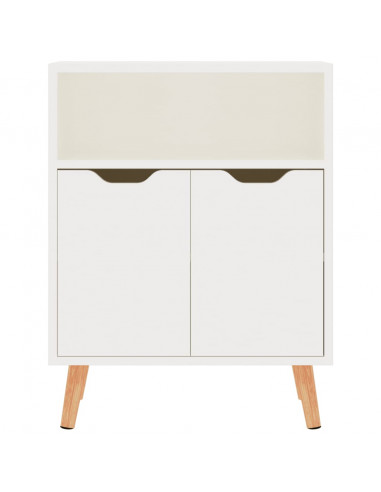 Credenza Bianco Lucido 60x30x72 cm in Legno Multistrato